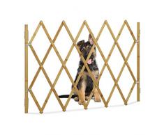 Relaxdays 10029603 Barrière pour Chien, de Protection pour Portes et escalier, en Ciseaux Extensible Jusquâà 116,5 cm, 82,5cm h, Bambou, métal, Nature, 1 élément