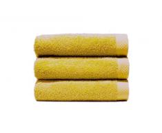 Home Basic - Lot de 3 Serviettes Eponge, 33x50 cm Serviette invité, 50x100 cm, Drap de Bain 70x140 cm, Couleur Jaune Clair