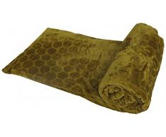 Plaid SOFTY - Douceur microfibre à relief - 100 %POLYESTER - OURSON - Tapenade R24 - 125 x 150