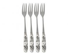 Creative Tops V & A Alice au Pays des Merveilles Ã Dessert/fourchettes Ã Dessert avec dÃ©coration en Porcelaine PoignÃ©es, Acier Inoxydable, Blanc, 15Â x 1.5Â x 1.5Â cm