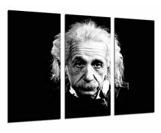 Tableau Moderne Photographique, Impression sur bois, Scientifique célèbre Albert Einstein, noir et blanc, 97 x 62 cm, ref. 26962