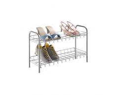 Metaltex 938007039 Sprinter Étagère à chaussures 2 étages, métal, argent, 60.7 x 24.1 x 0.51 cm