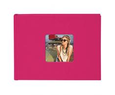 Goldbuch Album Photo avec découpe pour Photo, Pages Blanches avec Feuilles de séparation en Papier Cristal, Reliure de qualité supérieure en Papier texturé Aspect Lin, Rose Bonbon, 21,5x16,5 cm