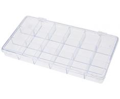 Rayher 3901937 boite de rangement plastique avec poignÃ©e, box de rangement cristal Ã Â 18 sections, idÃ©al comme prÃ©sentoir Ã Â bijoux & pour ranger le matÃ©riel de scrapbooking, etc, transparent