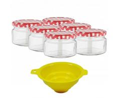 Viva Haushaltswaren Lot de 6 Pots de Confiture/bocaux avec Fermeture à vis 250 ML, avec Entonnoir de