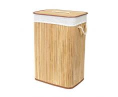 Compactor Home RAN5217 Panier à Linge Rectangulaire Pliable, Bambou, Marron, 40 x 30 x 60 cm
