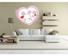 pinkelephant Autocollant Mural Lovely014 â Sweet Heart â Lapin avec cÅur â Sticker Mural 58 x 46 cm