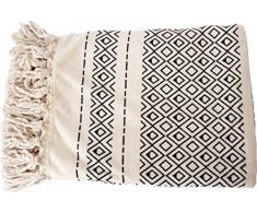 Enjoy Home P029NA130160, Plaid Flannel imprimée Gipsy avec Franges, 130x160cm, Naturel, Polyester, 130x160 cm