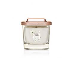 Yankee Candle Elevation Collection avec Couvercle de Plate-forme Petite Bougie Carrée à 1 Mèche, Sheer Linen