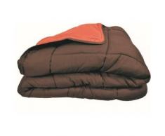 Couette bicolore Polyester Chocolat/Corail 240 x 260 cm - POYET MOTTE - Gamme CALGARY
