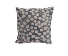 BAIES coussin jacquard motif vÃ©gÃ©tal double face 40 x 40cm fermeture Ã glissiÃ¨re coloris ACIER