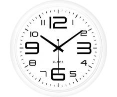 BUVU ZH10086WH Horloge Murale, Plastique, White, 40 x 40 x 4 cm