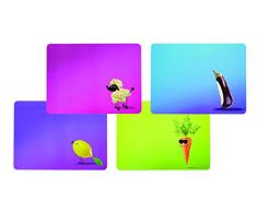 Kitchen Craft KCPMVEGPK4 Set de Table, Lin, Multicolore, 28x18x18 cm