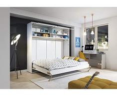 ESF - Lit escamotable mural 140x200cm + Surmeuble Blanc Mat assorti - CO04-CO09-1911