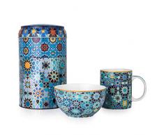 Images dorient POR-232011 Moucharabieh BoÃ®tes en mÃ©tal avec 1 mug & 1 bol