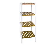 Haku Möbel 45355 Étagère MDF/Bambou Blanc/Nature 33 x 35 x 112 cm