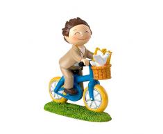 Mopec Figurine de gÃ¢teau de Enfant en vÃ©lo, Poly rÃ©sine, Marron, 4.09Â x 13.7Â x 16Â cm