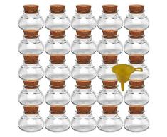 Viva Haushaltswaren Lot de 25Â Pots Ã Ã©pices 40Â ML + Entonnoir Jaune de Verres, Mini Bouchon pour Les Cadeaux, Ãpices, etc