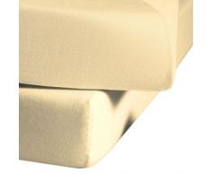 Fleuresse 1115-215 Drap Housse en Jersey 100Â % Coton Vanille 100Â xÂ 200Â cm