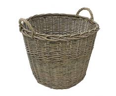 JVL Grosse Panier de Rangement Ã Linge Rond en Osier avec poignÃ©es, Naturel, 50Â x 50Â x H