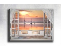 Bonamaison Peinture sur toile, multicolore, 50 x 70 cm - Conçu et fabriqué en Turquie