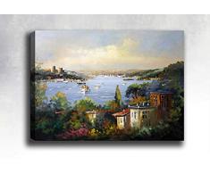 Bonamaison Peinture sur toile, multicolore, 50 x 70 cm - Conçu et fabriqué en Turquie