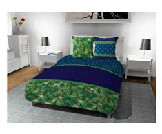 Soleil docre Paon Parure Housse de Couette, Coton, Bleu, 260 x 240 cm