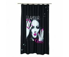 douceur dinterieur Rideau DE Douche Textile 180x200CM avec Motifs, Etain, Noir, 180 x 200 cm