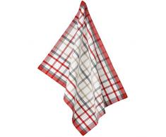 kela Torchon de Cuisine Tabea avec Motif carrÃ© Ã©troites 50x70cm en Coton, Blanc/Rouge/Taupe, 50x60x1 cm