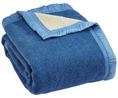 Couverture hiver Luxe - 100% pure laine vierge - OURSON - Bleu B0/Ecru A1 - 240 x 300