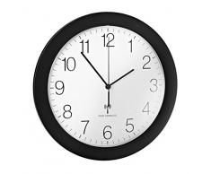 Alco Radio Horloge Murale Ronde 30Â cm, Plastique, Blanc/Noir, 30Â x 30Â x 5Â cm