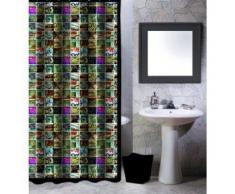MSV 140813 Rideau de Douche Polyester + Plastique PolypropylÃ¨ne Graffiti 180 x 200 x 0,1 cm - 12 anneaux inclus