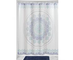 InterDesign Ezra Medallion rideau douche, grand rideau baignoire 183,0 cm x 183,0 cm en polyester, rideau de bain à Åillets, bleu/coloré