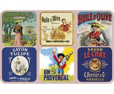 Cartexpo 70669 Divers Lot de 6 sous Verres la Provence Bois/LiÃ¨ge