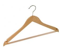 WENKO Cintre galbÃ© Job avec traverse - cintre vÃªtements avec barrette pantalons antidÃ©rapante et encoches pour jupes, forme du corps, Bois, 45 x 23.5 x 1.2 cm, Marron