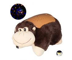 Relaxdays 10025647_938 Lumière de nuit, Aide au sommeil, bébé et jeune enfant, ciel étoilé marron, peluche, veilleuse, PP, polyester, 15 x 16 x 30 cm