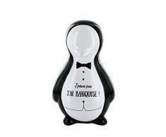 THE CASH FACTORY TI2985 Tirelire Pingouin BANQUISE, Céramique, Noir-Blanc, 13,5 x 13,2 x 21,5 cm