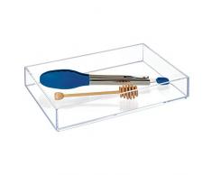 iDesign range couvert, extra-grand casier rangement plastique, rangement tiroir pour couverts et divers ustensiles, transparent
