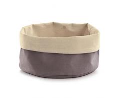 Zeller 18002 Corbeille à pain ronde en coton anthracite/crème, 20 x 12 cm