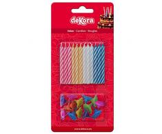 dekora 345309 Bougies danniversaire Lot de 24, Cire, Multicolore, 1 x 1 x 7 cm