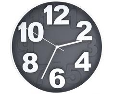 BUVU ZH09755-9U Horloge Murale, Plastique, Gris, 30 x 30 x 4 cm