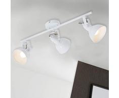 Briloner Leuchten 2049-036 Plafonnier avec 3 Spots rotatifs et pivotants en métal Design rétro, 40 W, Blanc