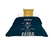 Soleil docre Subtil, Parure, Housse de Couette, Coton, Bleu, 140 x 200 cm