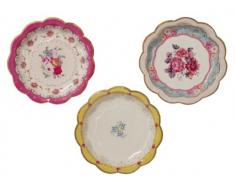 Talking Tables Truly Scrumptious Assiettes en papier pour thé, DE Mariage, DE fête et fête danniversaire, vintage chic, diamètre 18 cm (lot de 12 en 3 designs)