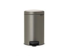 Brabantia 113628 Poubelle à Pédale Newicon avec Seau en Plastique, 12 L - Platinum