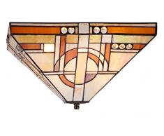Ivintage 236500 Plafonnier Tiffany Verre Opale étamé, Multicolore, 30 x 30 x 23 cm