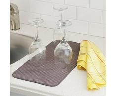 InterDesign iDry tapis de sechage, petit tapis Ã©gouttoir vaisselle en polyester, tapis Ã©vier fin pour un sÃ©chage rapide des assiettes, moka/ivoire