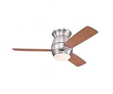 Westinghouse Lighting 7218140 Ventilateur de Plafond dâIntérieur, kit dâEclairage, Métal, Finition en Nickel brossé avec pales réversibles en érable patiné/Cerisier foncé