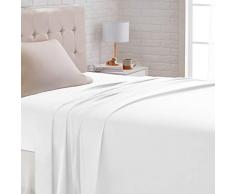 AmazonBasics Drap plat satinÃ©, 180 x 260Â cm, Blanc