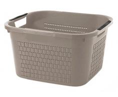 Sundis 4530002 Panier Ã linge Country - Design moderne et Ã©lÃ©gant avec aspect rotin. Avec 4 poignÃ©es soft TOUCH ergonomiques -capacitÃ© 22L. Couleur Taupe, Plastique, 22 L
